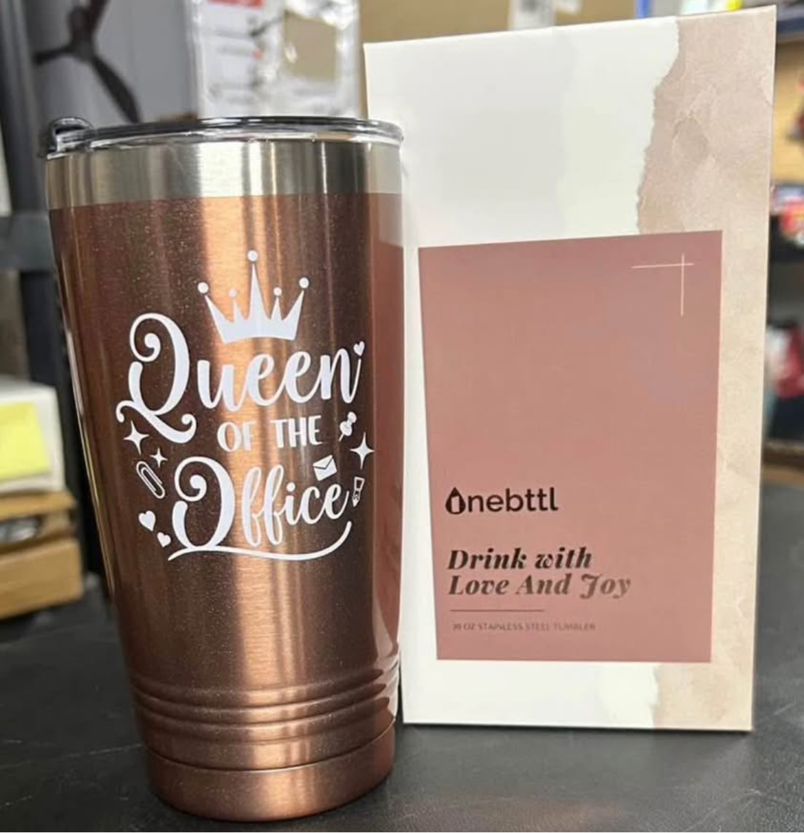 Onebttl “Queen of the office” 20oz tumbler