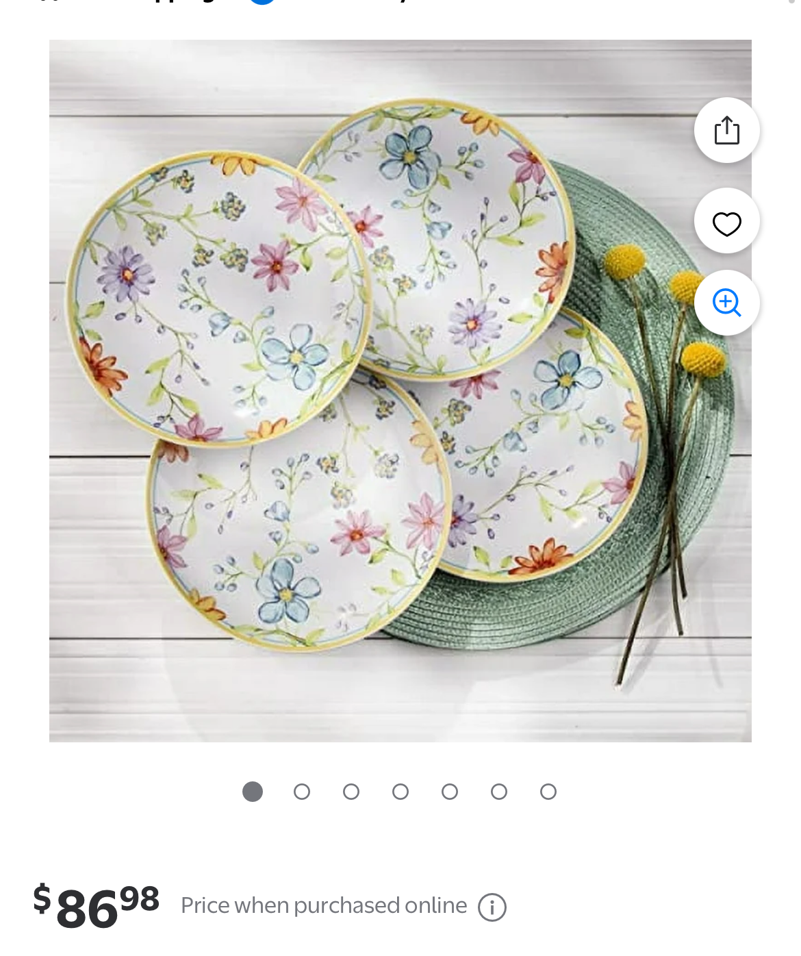 4 piece Euro Ceramica Charlotte Collection dinner plate set
