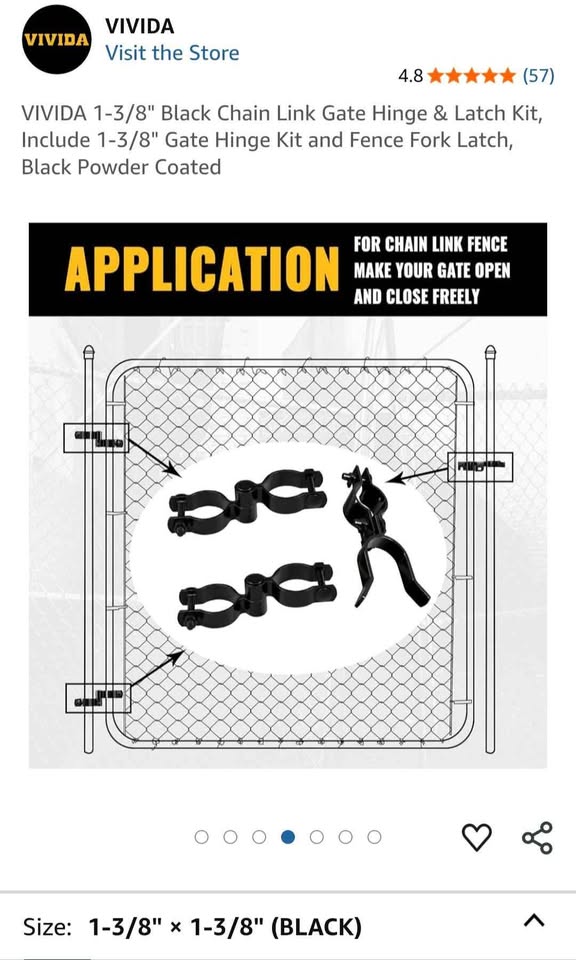 Chain Link Gate Latch Set- Black