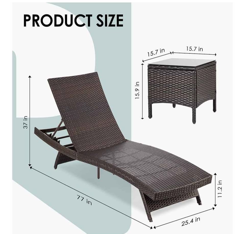 Pamapic Patio Chaise Lounge Set 2 Pieces