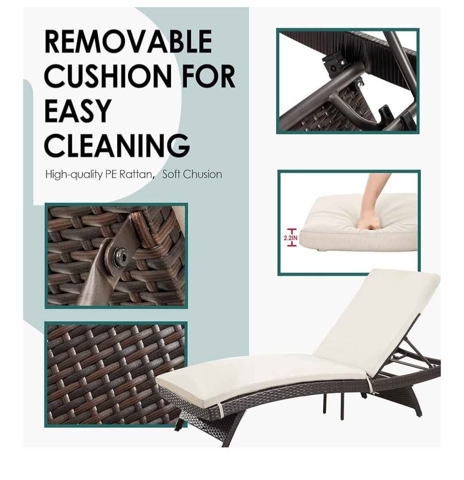 Pamapic Patio Chaise Lounge Set 2 Pieces