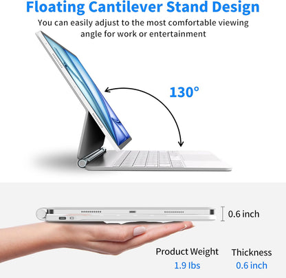 iPad Air 13 Inch Case Keyboard (M3 2025 / M2 2024) & iPad Pro 12.9 inch (6th,5th,4th,3rd Gen) Magic Keyboard with 7 Color Backlight, Multi-Touch Trackpad, Magnetic Stand,Auto Sleep/Wake (White)