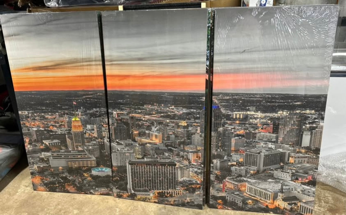 3 piece San Antonio skyline canvas set