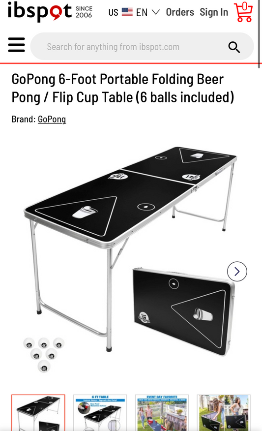 6ft folding beer pong table