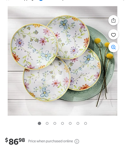 4 piece Euro Ceramica Charlotte Collection dinner plate set