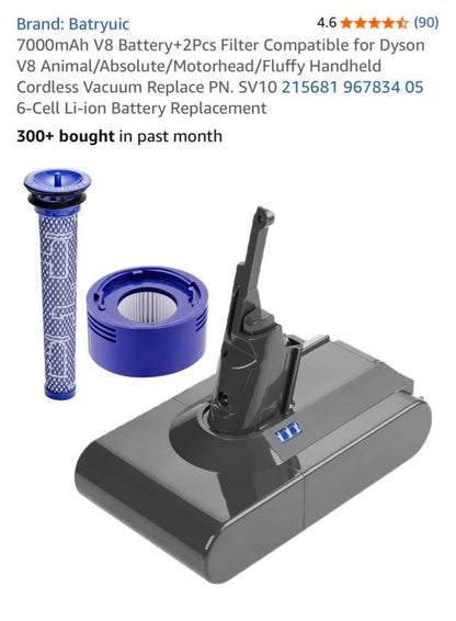 Dyson V8 filter + battery replacement