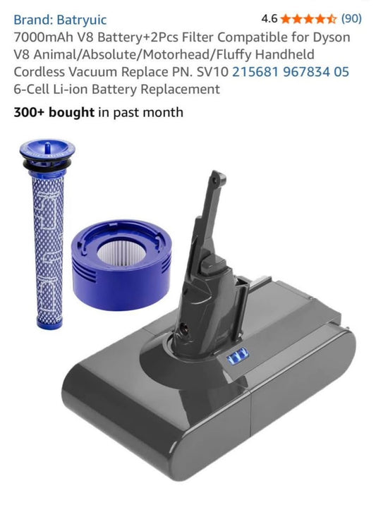 Dyson V8 filter + battery replacement