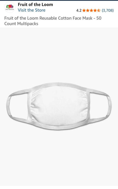 Fruit of the Loom 50 count cotton masks
