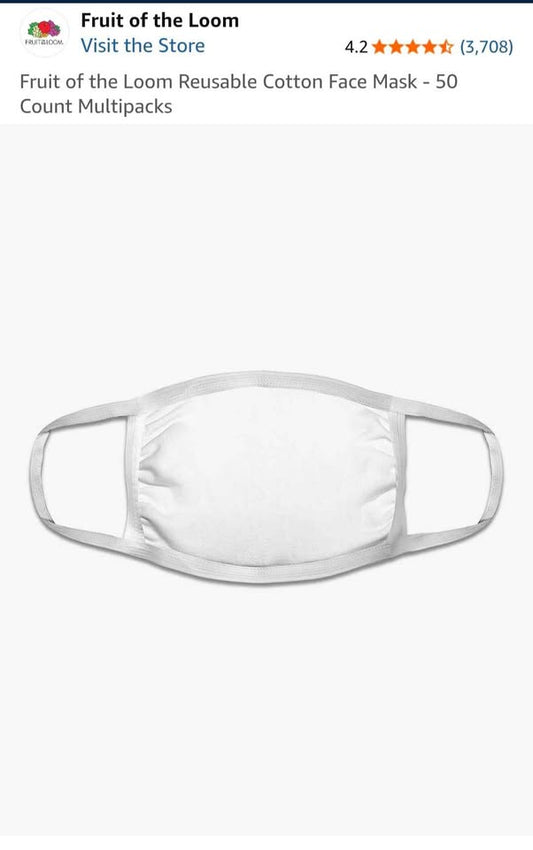 Fruit of the Loom 50 count cotton masks
