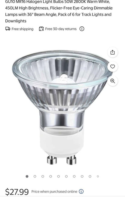 6 Pack Halogen bulbs
