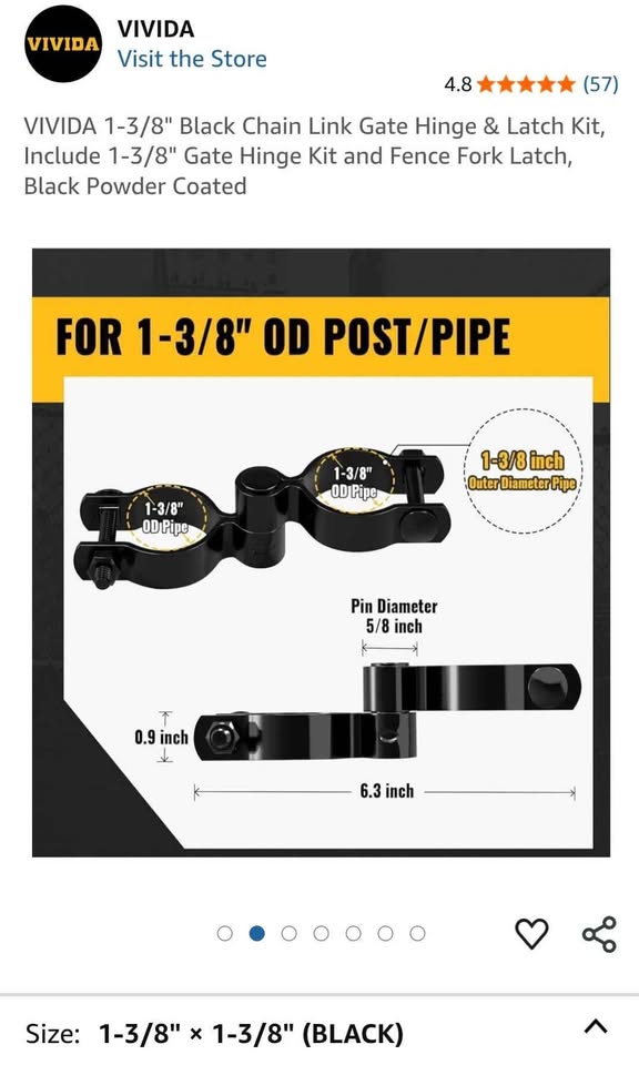 Chain Link Gate Latch Set- Black