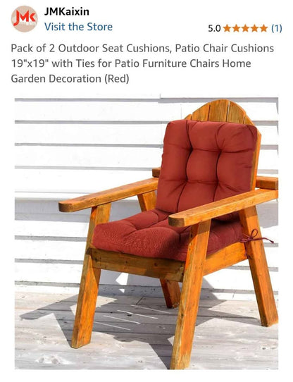 Outdoor Chair seat Cushions 2 Pack (Red)