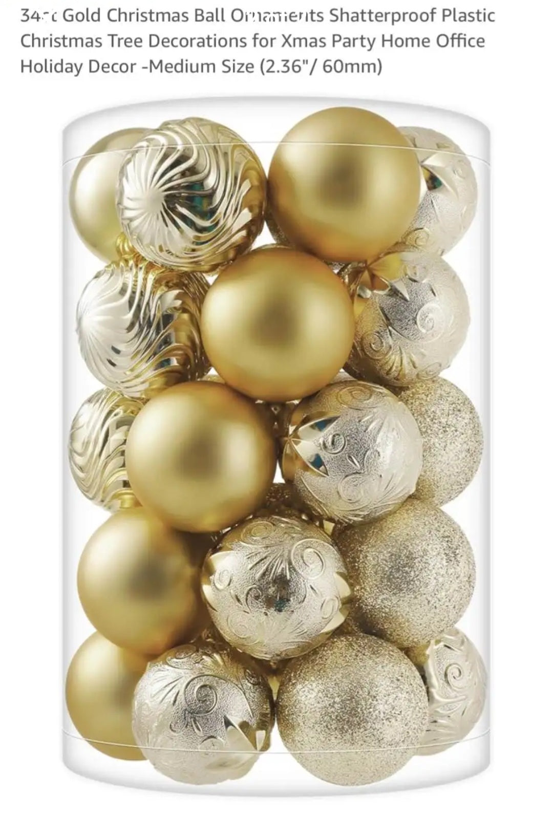 34 count gold Christmas ornaments