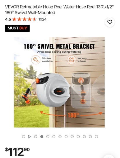 Vevor Retractable Hose Reel