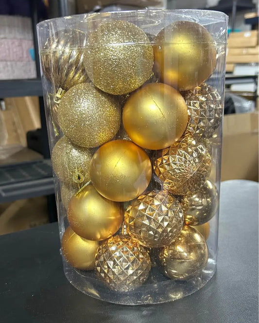 34 count gold Christmas ornaments