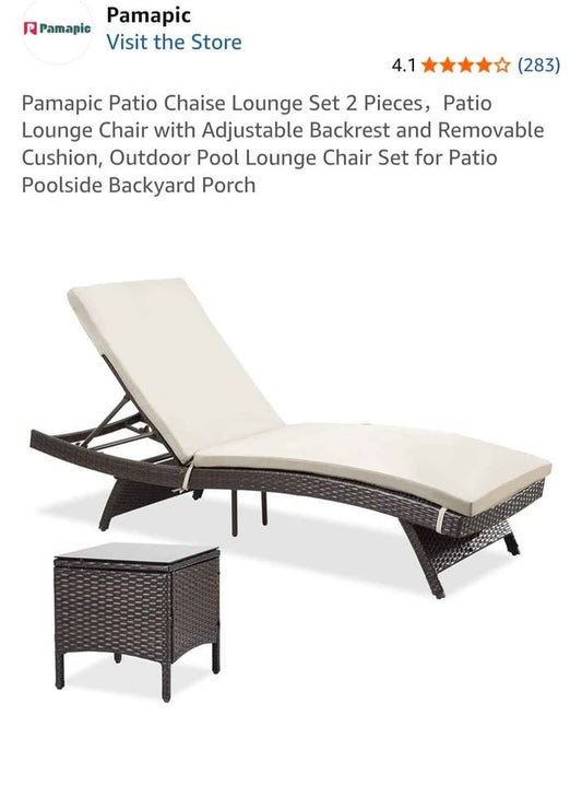 Pamapic Patio Chaise Lounge Set 2 Pieces